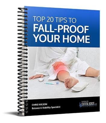 Top 20 Tips to Fall-Proof Your Home guide showing practical safety strategies to reduce fall risks for seniors.